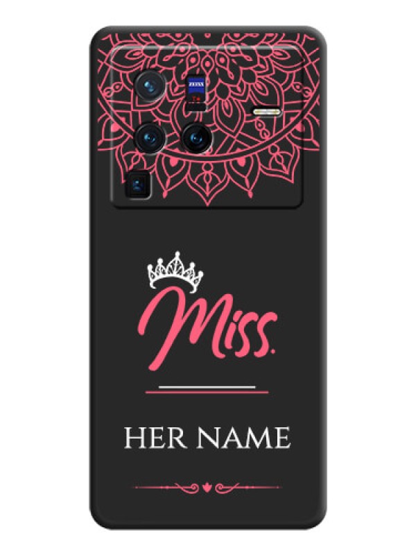 Custom Mrs Name with Floral Design on Space Black Personalized Soft Matte Phone Covers - Vivo X80 Pro 5G