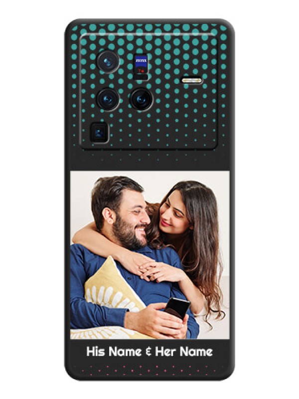 Custom Faded Dots with Grunge Photo Frame and Text on Space Black Custom Soft Matte Phone Cases - Vivo X80 Pro 5G