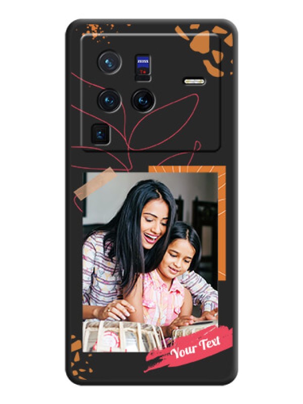 Custom Orange Photo Frame on Space Black Custom Soft Matte Phone Back Cover - Vivo X80 Pro 5G