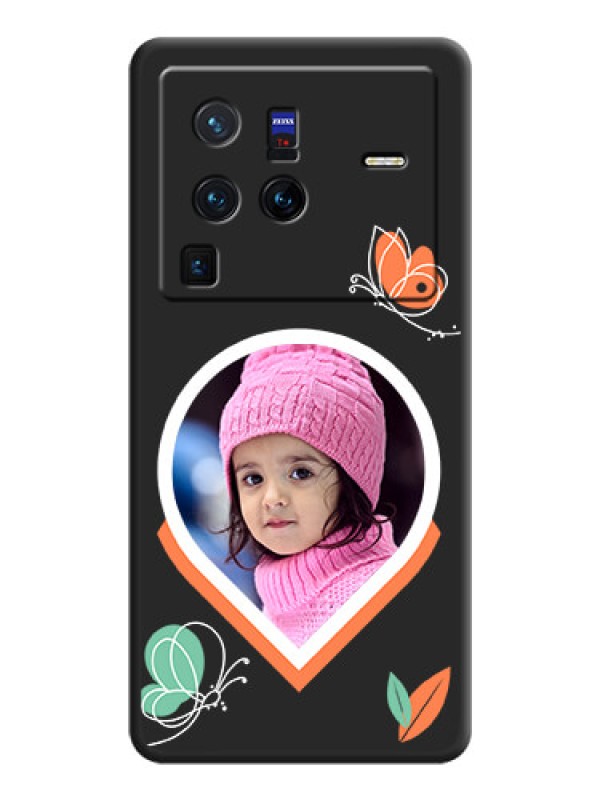 Custom Upload Pic With Simple Butterly Design On Space Black Personalized Soft Matte Phone Covers -Vivo X80 Pro 5G