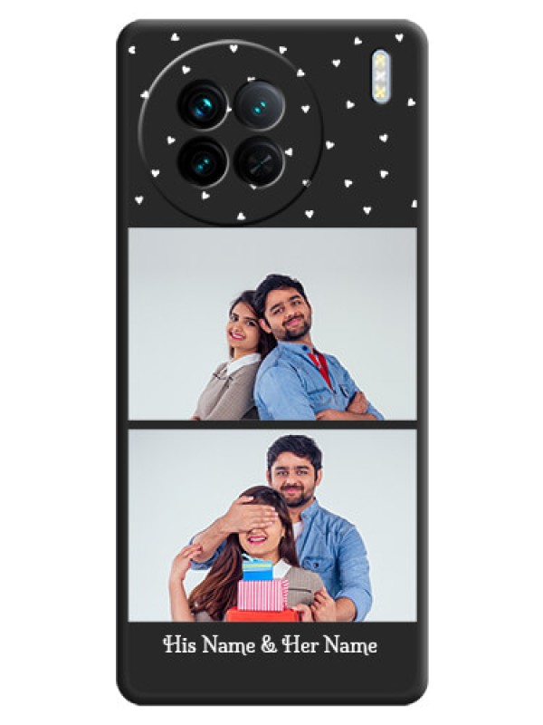 Custom Miniature Love Symbols with Name on Space Black Custom Soft Matte Back Cover - Vivo X90 5G