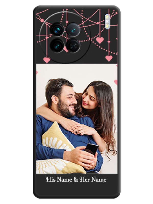 Custom Pink Love Hangings with Text on Space Black Custom Soft Matte Back Cover - Vivo X90 5G