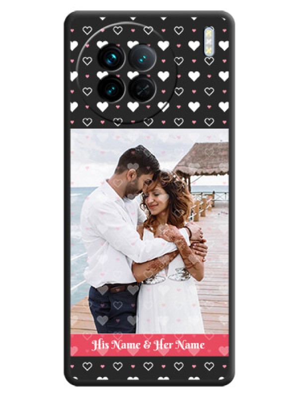 Custom White Color Love Symbols with Text Design on Photo on Space Black Soft Matte Phone Cover - Vivo X90 5G
