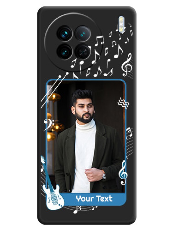 Custom Musical Theme Design with Text on Photo on Space Black Soft Matte Mobile Case - Vivo X90 5G