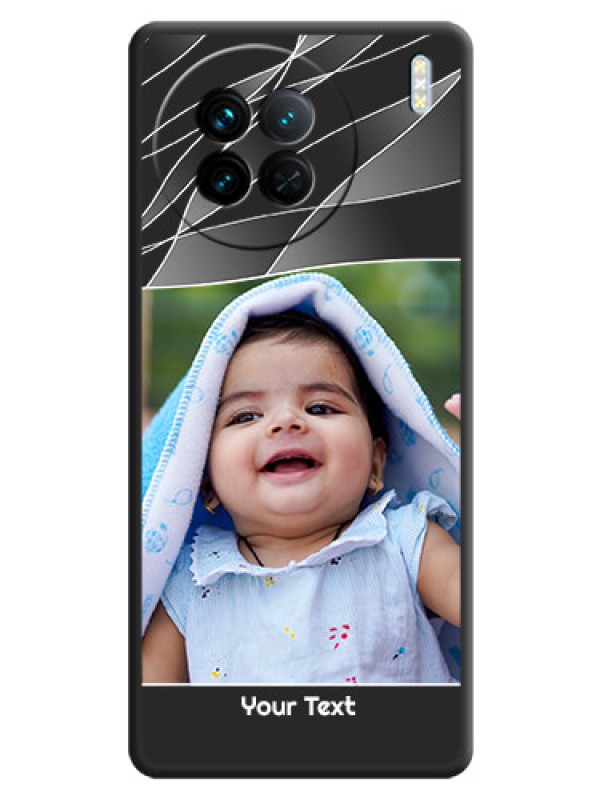 Custom Mixed Wave Lines on Photo on Space Black Soft Matte Mobile Cover - Vivo X90 5G