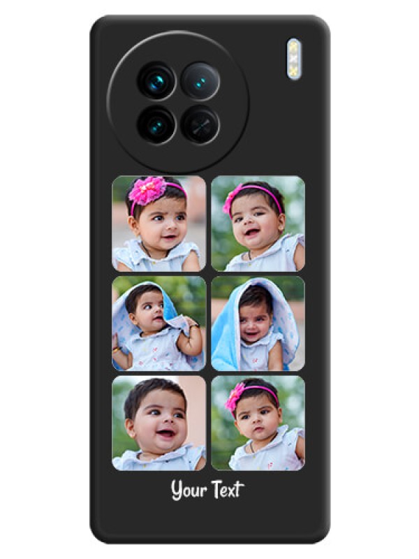 Custom Floral Art with 6 Image Holder on Photo on Space Black Soft Matte Mobile Case - Vivo X90 5G