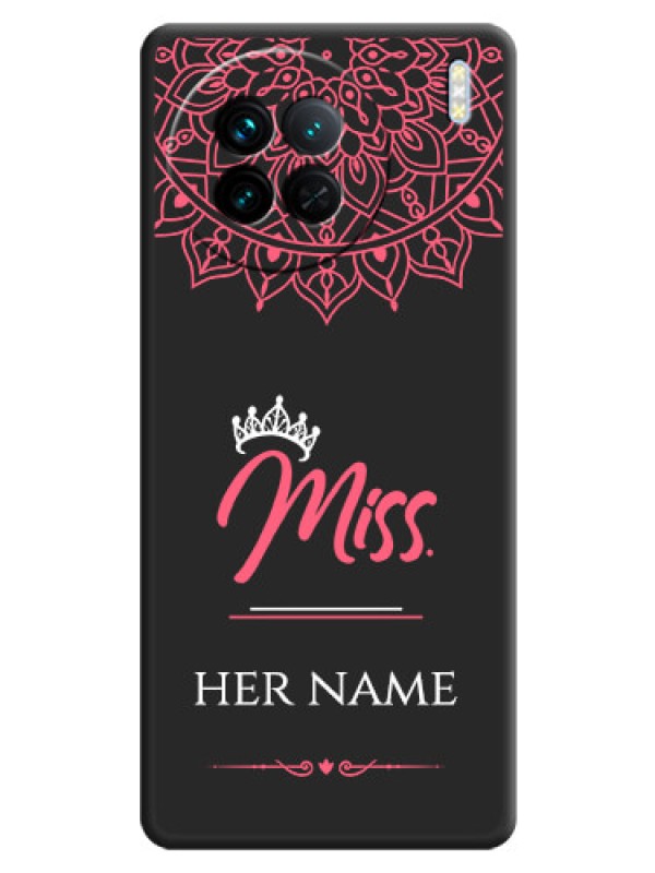 Custom Mrs Name with Floral Design on Space Black Personalized Soft Matte Phone Covers - Vivo X90 5G