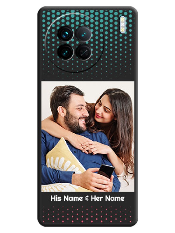 Custom Faded Dots with Grunge Photo Frame and Text on Space Black Custom Soft Matte Phone Cases - Vivo X90 5G