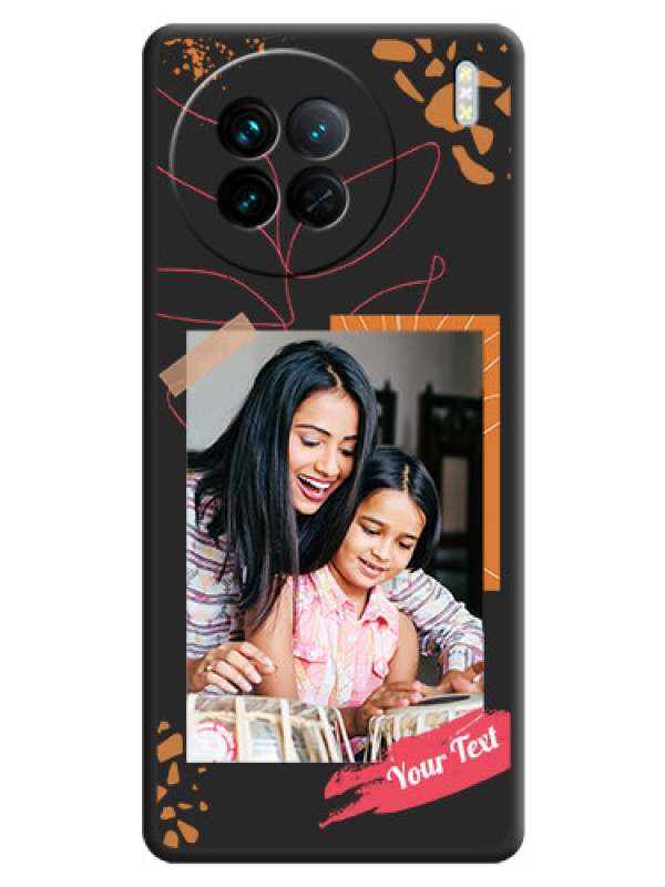 Custom Orange Photo Frame on Space Black Custom Soft Matte Phone Back Cover - Vivo X90 5G