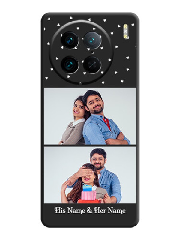 Custom Miniature Love Symbols with Name on Space Black Custom Soft Matte Back Cover - Vivo X90 Pro 5G