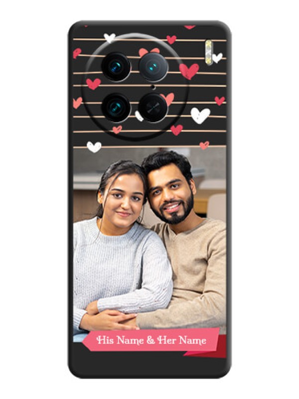 Custom Love Pattern with Name on Pink Ribbon - Photo on Space Black Soft Matte Back Cover - Vivo X90 Pro 5G