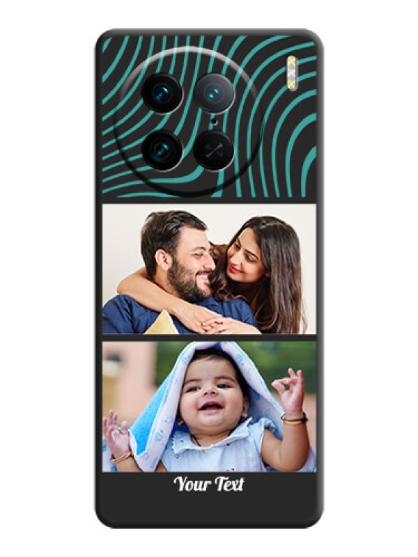 Custom Wave Pattern with 2 Image Holder on Space Black Personalized Soft Matte Phone Covers - Vivo X90 Pro 5G