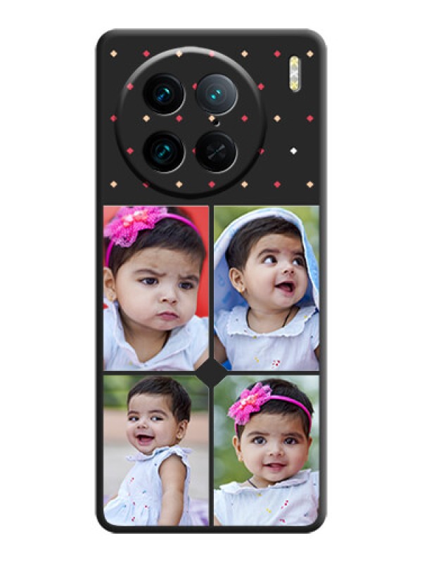 Custom Multicolor Dotted Pattern with 4 Image Holder on Space Black Custom Soft Matte Phone Cases - Vivo X90 Pro 5G