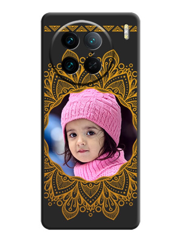 Custom Round Image with Floral Design - Photo on Space Black Soft Matte Mobile Cover - Vivo X90 Pro 5G