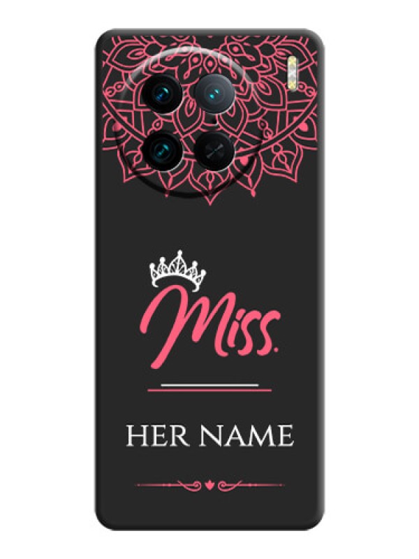 Custom Mrs Name with Floral Design on Space Black Personalized Soft Matte Phone Covers - Vivo X90 Pro 5G