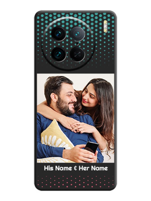 Custom Faded Dots with Grunge Photo Frame and Text on Space Black Custom Soft Matte Phone Cases - Vivo X90 Pro 5G