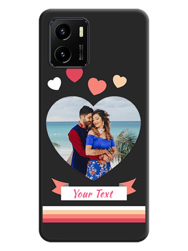 Custom Love Shaped Photo with Colorful Stripes on Personalised Space Black Soft Matte Cases - Vivo Y01
