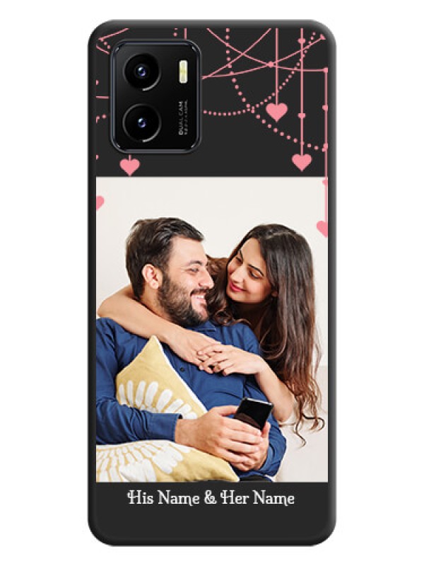 Custom Pink Love Hangings with Text on Space Black Custom Soft Matte Back Cover - Vivo Y01