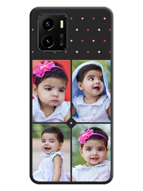Custom Multicolor Dotted Pattern with 4 Image Holder on Space Black Custom Soft Matte Phone Cases - Vivo Y01