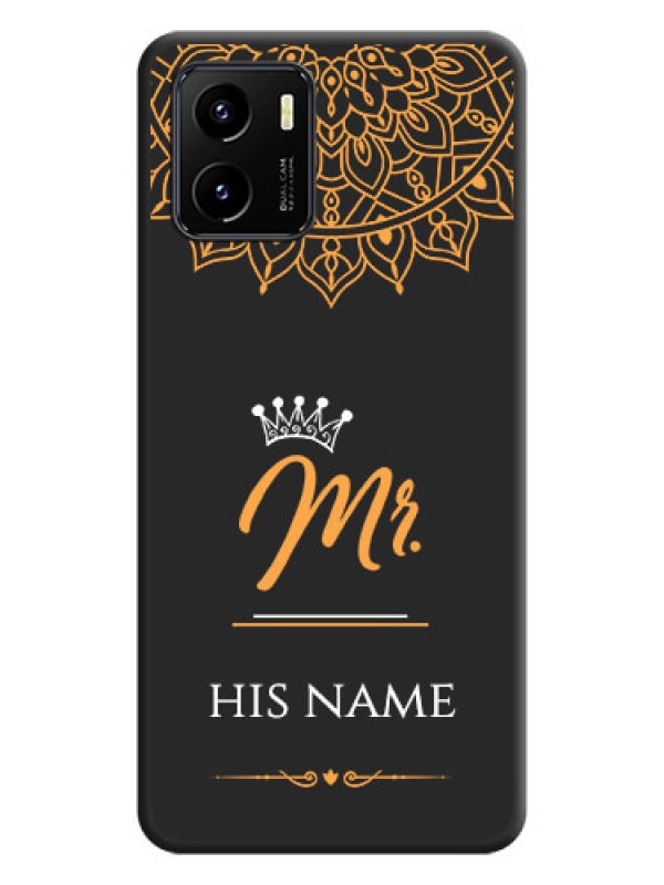 Custom Mr Name with Floral Design  on Personalised Space Black Soft Matte Cases - Vivo Y01