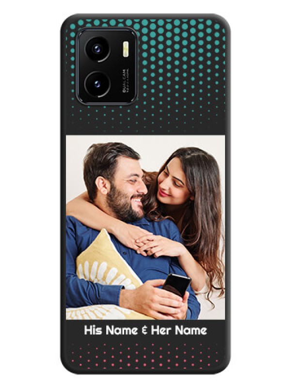 Custom Faded Dots with Grunge Photo Frame and Text on Space Black Custom Soft Matte Phone Cases - Vivo Y01