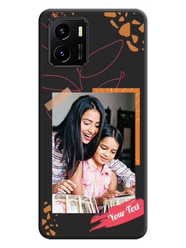 Custom Orange Photo Frame on Space Black Custom Soft Matte Phone Back Cover - Vivo Y01