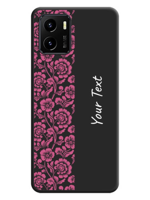 Custom Pink Floral Pattern Design With Custom Text On Space Black Personalized Soft Matte Phone Covers -Vivo Y01