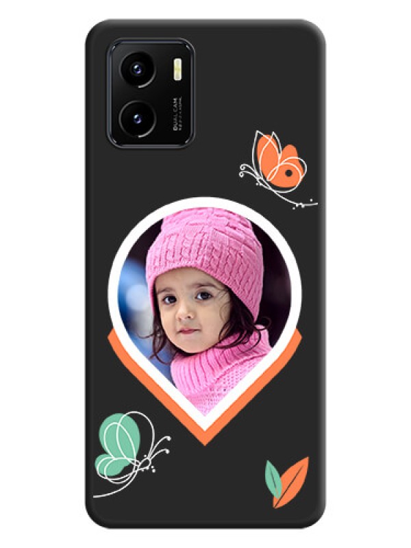Custom Upload Pic With Simple Butterly Design On Space Black Personalized Soft Matte Phone Covers -Vivo Y01