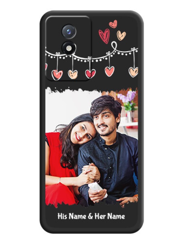Custom Pink Love Hangings with Name on Space Black Custom Soft Matte Phone Cases - Vivo Y02