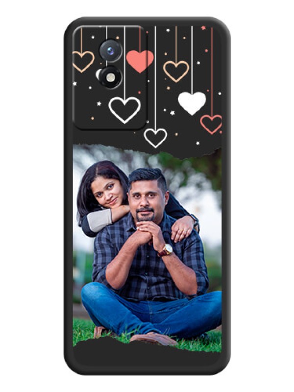 Custom Love Hangings with Splash Wave Picture on Space Black Custom Soft Matte Phone Back Cover - Vivo Y02