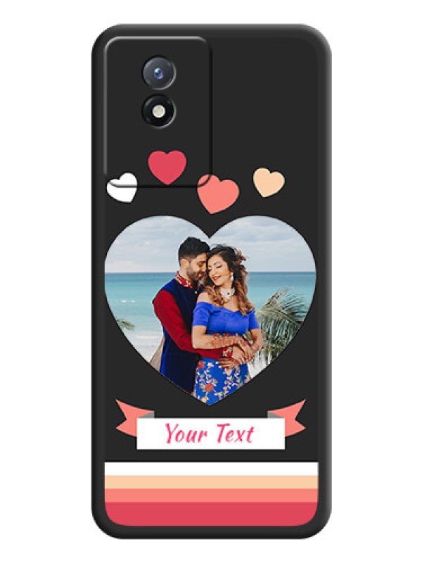 Custom Love Shaped Photo with Colorful Stripes on Personalised Space Black Soft Matte Cases - Vivo Y02