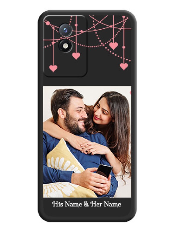 Custom Pink Love Hangings with Text on Space Black Custom Soft Matte Back Cover - Vivo Y02