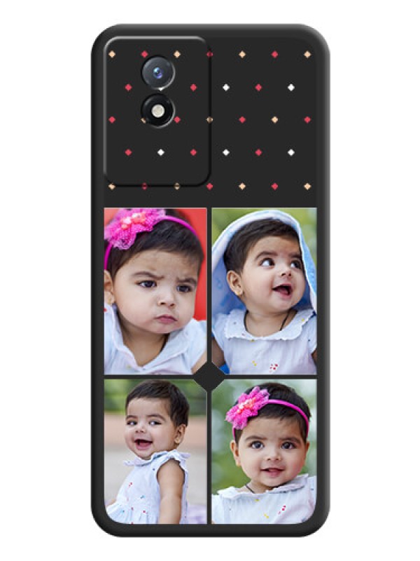 Custom Multicolor Dotted Pattern with 4 Image Holder on Space Black Custom Soft Matte Phone Cases - Vivo Y02