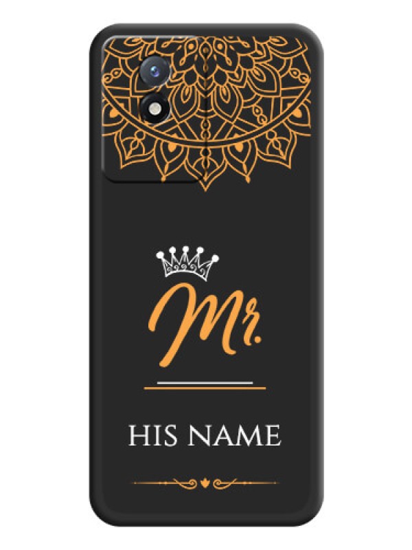 Custom Mr Name with Floral Design  on Personalised Space Black Soft Matte Cases - Vivo Y02