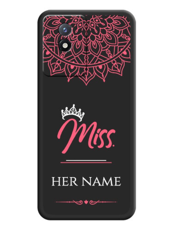Custom Mrs Name with Floral Design on Space Black Personalized Soft Matte Phone Covers - Vivo Y02