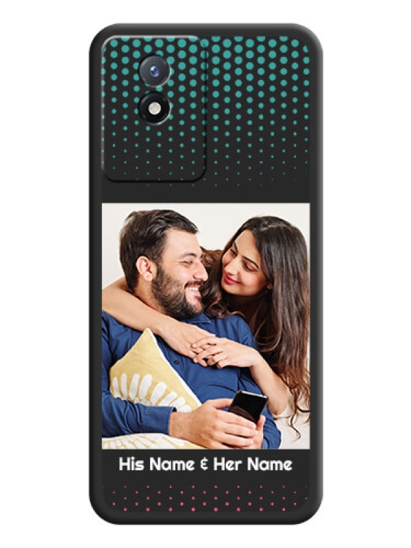 Custom Faded Dots with Grunge Photo Frame and Text on Space Black Custom Soft Matte Phone Cases - Vivo Y02