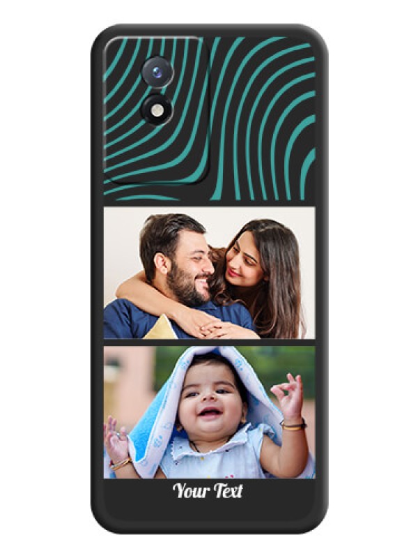 Custom Wave Pattern with 2 Image Holder on Space Black Personalized Soft Matte Phone Covers - Vivo Y02t