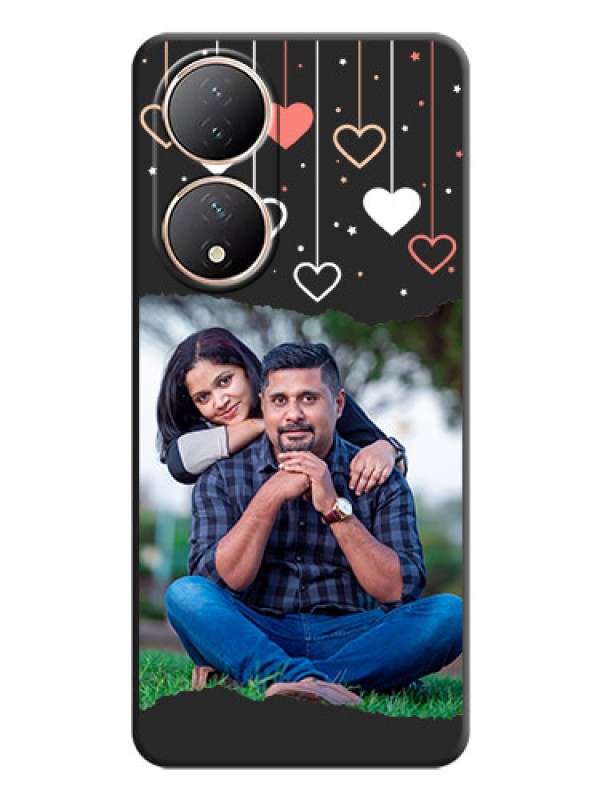 Custom Love Hangings with Splash Wave Picture on Space Black Custom Soft Matte Phone Back Cover - Vivo Y100