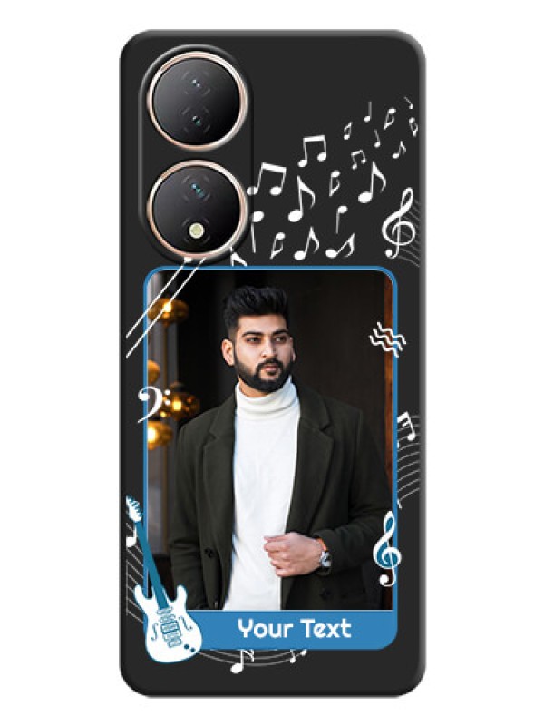 Custom Musical Theme Design with Text on Photo on Space Black Soft Matte Mobile Case - Vivo Y100