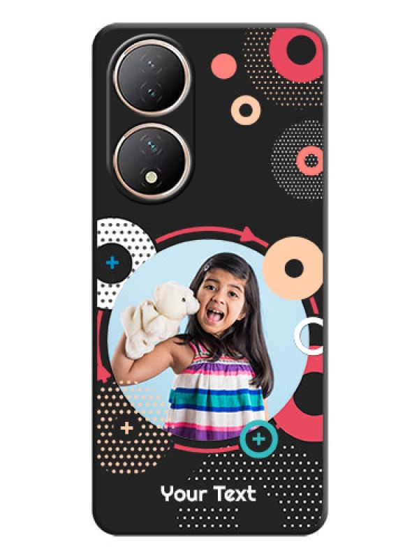 Custom Multicoloured Round Image on Personalised Space Black Soft Matte Cases - Vivo Y100