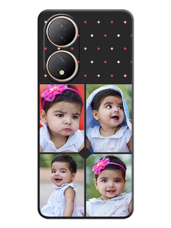 Custom Multicolor Dotted Pattern with 4 Image Holder on Space Black Custom Soft Matte Phone Cases - Vivo Y100