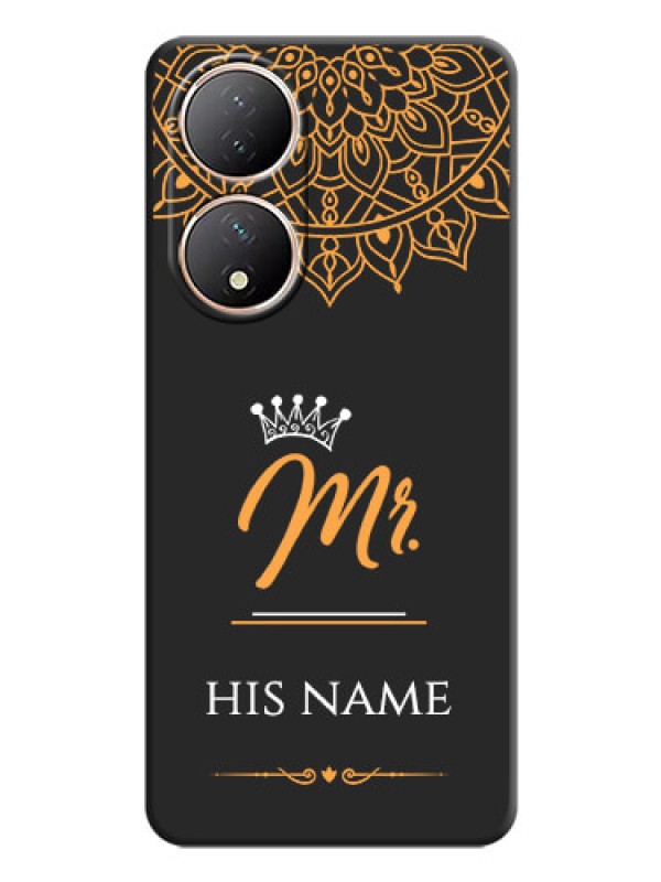 Custom Mr Name with Floral Design  on Personalised Space Black Soft Matte Cases - Vivo Y100