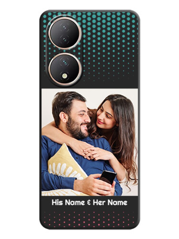 Custom Faded Dots with Grunge Photo Frame and Text on Space Black Custom Soft Matte Phone Cases - Vivo Y100