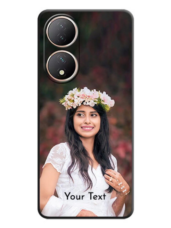Custom Full Single Pic Upload With Text On Space Black Personalized Soft Matte Phone Covers -Vivo Y100