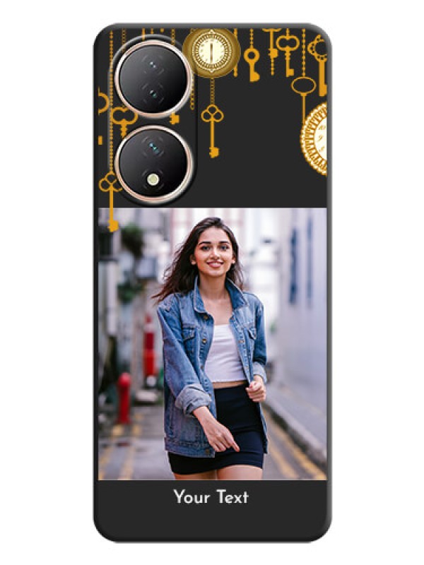 Custom Decorative Design with Text on Space Black Custom Soft Matte Back Cover - Vivo Y100A