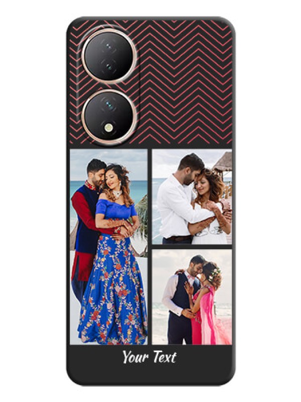 Custom Wave Pattern with 3 Image Holder on Space Black Custom Soft Matte Back Cover - Vivo Y100A