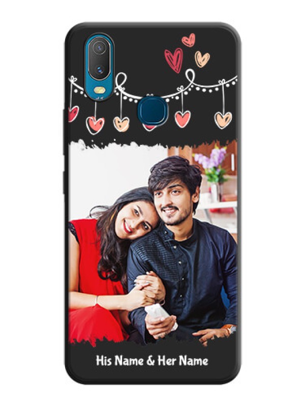 Custom Pink Love Hangings with Name on Space Black Custom Soft Matte Phone Cases - Vivo Y11