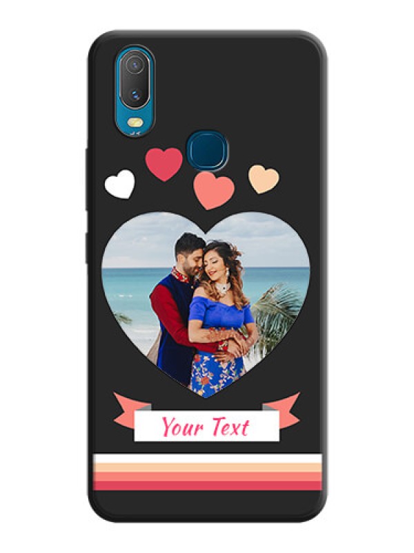 Custom Love Shaped Photo with Colorful Stripes on Personalised Space Black Soft Matte Cases - Vivo Y11