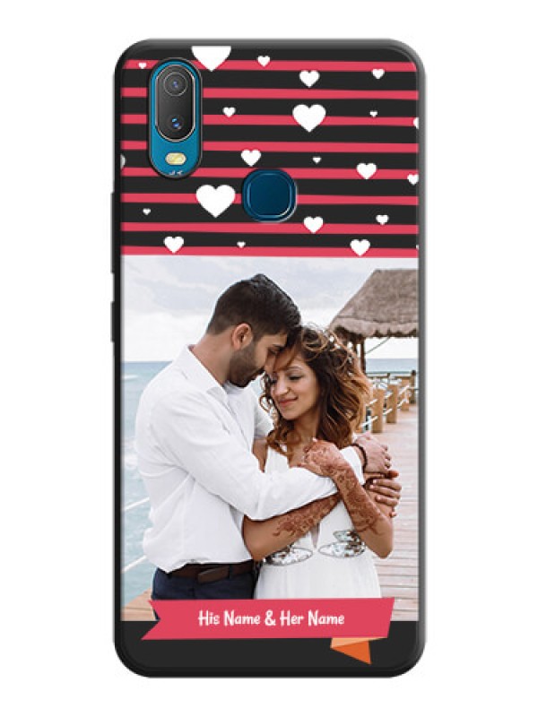 Custom White Color Love Symbols with Pink Lines Pattern on Space Black Custom Soft Matte Phone Cases - Vivo Y11