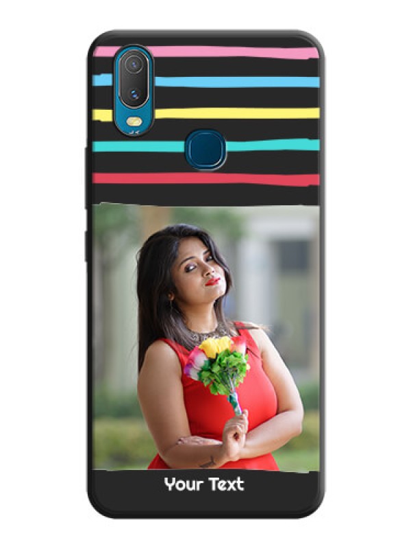 Custom Multicolor Lines with Image on Space Black Personalized Soft Matte Phone Covers - Vivo Y11